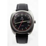 Gents stainless steel cased wristwatch by Roamer, the black dial with baton markers and date