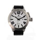 Gents "Submersible" quartz wristwatch, the large 46mm case with a white dial and black baton/