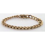 9ct hollow curb link bracelet with box clasp and safety catch, weight 13.0g
