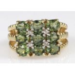 9ct Gold Tourmaline and White Topaz Ring size N weight 5.7g