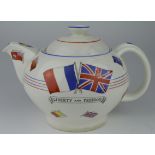 Crown Ducal 'War Against Hitlerism' teapot, height 14cm, length 22cm approx.