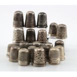 Twenty silver thimbles (five stamped 'Sterling Silver'), includes Charles Horner examples, weight