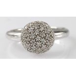 9ct white gold pave set diamond ring 0.25ct, finger size N, weight 3.6g