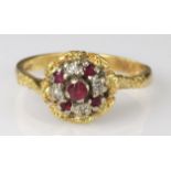 18ct Gold Ruby and Diamond Ring size J weight 4.2g