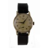 Gents Smiths Deluxe 9ct Gold wristwatch, on a leather strap, long servie inscription to reverse,