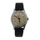 Gents stainless steel cased manual wind Breitling Geneve wristwatch circa 1950s ?. The cream dial