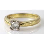 18ct Gold Solitaire Diamond Ring 0.33ct weight size K weight 4.8g