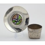 Mexico silver sterling basket and a Spanish silver & enamel .915 grade dish. The dish was made in