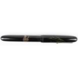 Dunhill Namiki lever fountain pen, circa 1930s, decorated with a flying heron and foliage, signed by