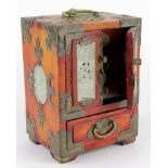Chinese four drawer jewellery box with brass mounts, circa early to mid 20th Century, with