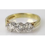 18ct Gold three stone Diamond Ring approx 0.60ct weight size L weight 4.1g