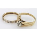 Two 9ct diamond set rings, weight 4.5g