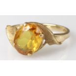 14ct Gold Citrine Ring size L weight 2.8g