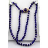 Lapis Lazuli two string Bead Necklace with 9ct Gold Clasp and spacers weight 100g