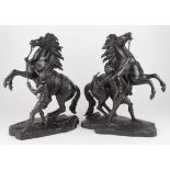 After Guillaume Coustou. A pair of bronze 'Marley horses', each signed to base 'Coustou', height