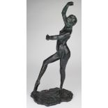 After Edgar Degas (1834-1917). Bronze sculpture, depicting a female ballet dancer, stamped to