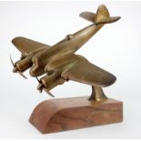 WWII interest. A large brass desk ornament depicting a Bristol Beufighter aeroplane.