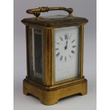 Brass five glass miniature carriage clock by 'Howell James & Co., London & Paris', height (