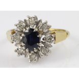 18ct Gold Sapphire and Diamond Ring size M weight 4.9g