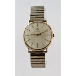 Gents 9ct cased (hallmarked Birmingham 1966) Tissot wristwatch. Working when catalogued and on an