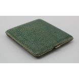 Shagreen covered silver cigarette case hallmarked Birmingham 1934. Weighs 4oz approx.