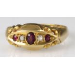 18ct Gold Ruby and Diamond Ring size M weight 2.5g
