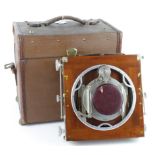 Ross mahogany half plate camera (casing stamped '2230'), lens by Bausch & Lamb Opt. Co. (no. 18515),