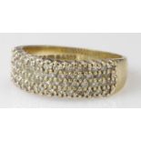 9ct Gold Diamond pave set Ring size I weight 2.8g