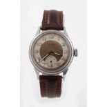 Cortebert Sport Gents wristwatch. the two-tone dial with luminous hands, copper face, cream