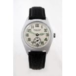 Gents stainless steel cased "Gold Star" manual wind wristwatch, the white dial with luminous hands /