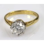 Ladies 18ct Gold Solitaire Diamond Ring Diamond size 1.24ct weight in a 8 claw setting weight 2.7g