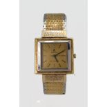 Omega Mid-size 18ct gold cased automatic wristwatch circa 1963 (Serial No. 20881472). The square