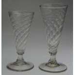 Two Georgian (?) half ale glasses, with spiral design, height 14cm & 12cm approx.