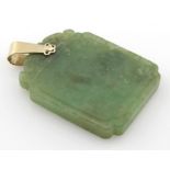 Jadeite pendant with gold bale, weight 30.5g
