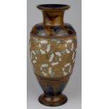 Royal Doulton (Slaters Patent) glazed stoneware baluster vase, with floral decoration, impressed