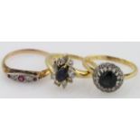 Mixed lot of 18ct Gold stone set Rings weight 9.4g