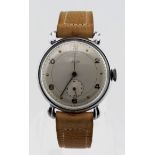 Gents stainless steel cased manual wind wristwatch by "Emilia" the two-tone silver dial with