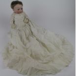 German J. D. Kestner bisque headed doll, circa 19th Century, with weighted brown glass eyes, hair