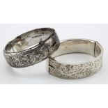 Two silver bangles hallmarked Chester, 1958 and Birm. 1956 (The Birmingham hallmarked one has a