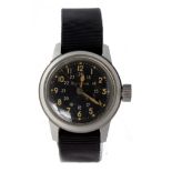 Gents military issue stainless steel cased Bulova wristwatch,the black dial with Arabic numerals,