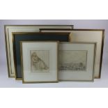 Watercolours & drawings. A collection of five watercolours & drawings, comprising Attributed to '