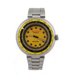 Gents RetroChron Seaserpent manual wind wristwatch, the yellow dial / bezel with black/white marker,