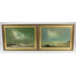 J. M Gilbert. A pair of oil on canvases each depicting a seascape, signed by the artist to lower