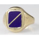 9ct swivel head signet ring, finger size R, weight 4.6g