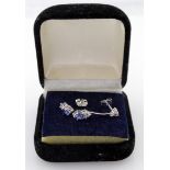 18ct White Gold Diamond and Sapphire Drop earrings