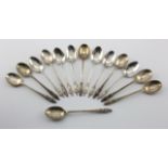 Fourteen silver Apostle spoons, eight hallmarked W&H Sheffield, 1924 and six hallmarked AGB