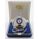 Hebdonas Limit of Switzerland 8 jours - 8 day enamel face pocket watch in a stainless steel case.