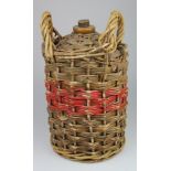 Ships Purser stoneware rum ration jar, clad in a wicker basket, height 38.5cm, diameter 23cm approx.