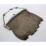 Ladies silver large mesh purse, hallmarked Birmingham 1921, approx 328g