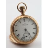 Gents gold plated open face pocket watch by Waltham circa 1888, engarved inside of case "JW-JW